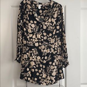 Black and cream floral midi dress